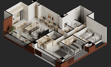 Vive en Distrito Kauré · Modelo Matsu 3 Recámaras con Terraza Privada