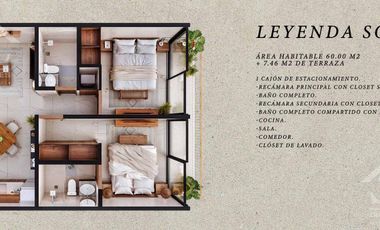 Departamento de dos recamaras Nivel 1 en Casa de las Historias Mérida Centro Yucatan