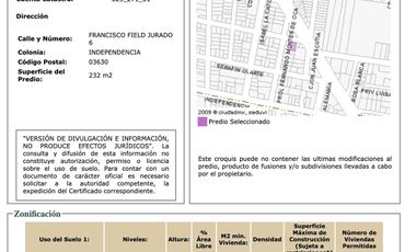 Terreno en venta en Independencia, Benito Juárez