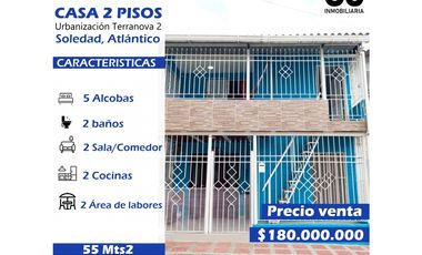 Se vende casa de 2 pisos Urbanización Terranova 2 - Soledad