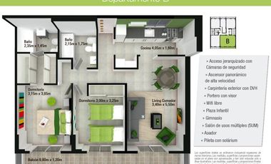 2 Dormitorios - Edificio Miraggio