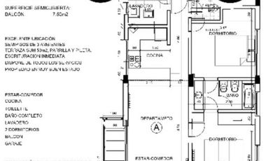 Departamento en venta - 2 Dormitorios 1 Baño - San Pedro