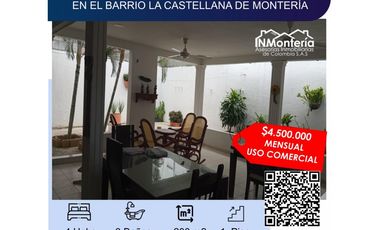 SE ARRIENDA CASA EN EL BARRIO LA CASTELLANA  DE MONTERIA