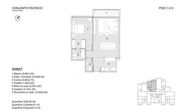 Departamento en VENTA 2 AMBIENTES BOUTIQUE PACHECO