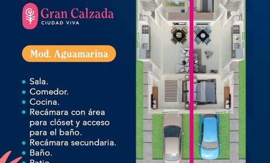 Casa en venta una planta  Gran Calzada Umán, Mod.Aguamarina, Mérida Yucatán