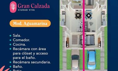 Casa en venta una planta  Gran Calzada Umán, Mod.Aguamarina, Mérida Yucatán