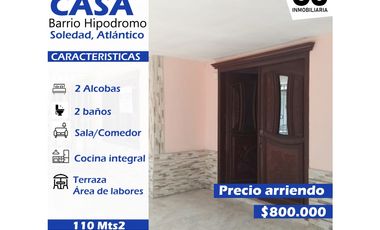 Se arrienda Casa barrio hipodromo - Soledad