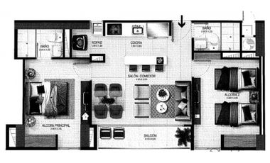 Vendo apto tipo mariposa 2 alcobas, muy nuevo, Sabaneta, San José