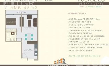 Venta de Departamento  2 ambientes - San Vicente