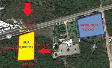 EXCELENTE TERRENO MUY BIEN UBICADO SOBRE CARRETERA MERIDA A MOTUL, EN KM. 5.5,  PARA DIFRERENTES USOS, MERIDA, YUCATAN.