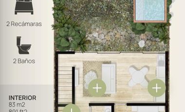 CASA 2 RECAMARAS EN VENTA/ TULUM/ 10 MINUTOS DEL MAR/ GYM/ ALBERCA/ ROOF PRIVADO.