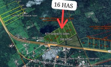 Venta 16 Hectáreas de Terreno a Pie de Carretera Federal Mérida - Cancun