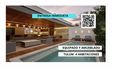 Casa en venta Tulum 4 recámaras con jardín privado y entrega inmediata