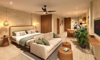 Estudio en venta frente al mar en Mahahual | Amueblado con jacuzzi, alberca y gym