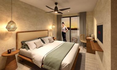 Estudio en venta frente al mar en Mahahual | Amueblado con jacuzzi, alberca y gym