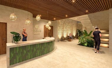 Estudio en venta frente al mar en Mahahual | Amueblado con jacuzzi, alberca y gym