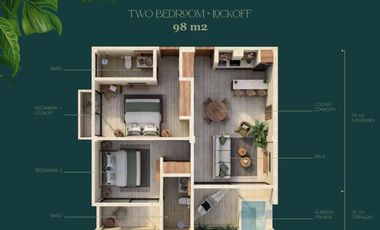 DEPARTAMENTO EN VENTA EN MAHAHUAL 2 HABITACIONES ALBERCA YOGA SPA BITCOIN