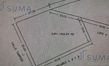 Terreno en Venta en Col. Guadalupe, Tampico Tamaulipas.