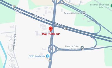 TERRENO EN RENTA A PIE DE CARRETERA HGO 30 ARCO NORTE SUP. 1,000 m2