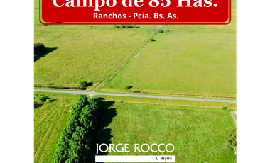 Campo de 85 Has. en venta, con Casco Antiguo en Ranchos.