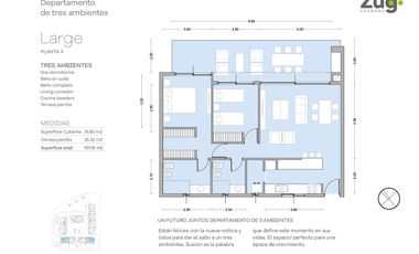 Departamento 3 ambientes Zug Caamaño
