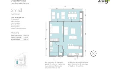 Departamento 3 ambientes Zug Caamaño