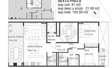 Semipiso 2 amb. c/balcón terraza casi a estrenar