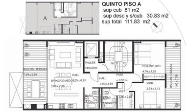 Semipiso 2 amb. c/balcón terraza casi a estrenar