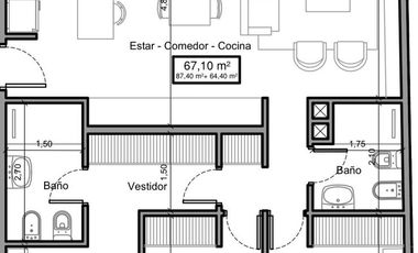 Departamento de tres ambientes a la venta en Nuevo Quilmes Externo Financiacion