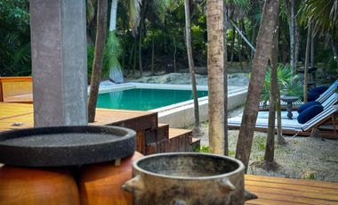 VILLA EN VENTA EN TULUM FRENTE A A LA PLAYA CON ALBERCA ROI EXCLUSIVA AMUEBLADA Y EQUIPADA