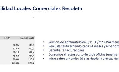 Local Comercial en Arriendo en Av. Recoleta// Davila Baeza // Metro Patronato