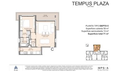 Tempus Plaza- Departamento de dos ambientes.