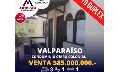 VALPARASO - DEPTO CONDOMINIO CERRO COLONIAL - 3D 1B 1E