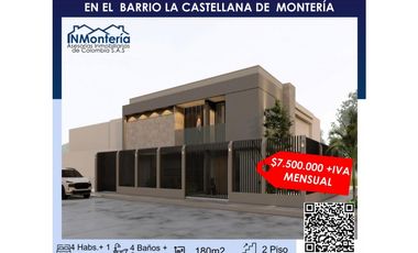 SE ARRIENDA CASA DE DOS PISOS EN EL BARRIO LA CASTELLANA DE MONTERIA