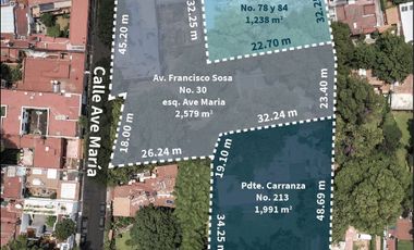Terreno con Construcción en Venta – Francisco Sosa Esq. Ave Maria, Coyoacán