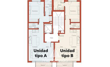 Deptos en Semipiso 2 amb. (57,6m2) frente c/ Balcón - Zona Güemes Aldrey (2do piso EN POZO)