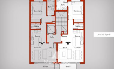 Deptos en Semipiso 2 amb. (57,6m2) frente c/ Balcón - Zona Güemes Aldrey (2do piso EN POZO)
