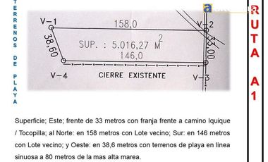 Sitio en Venta en Terreno Ruta A-1 Puerto de Patillos y Patache QB2
