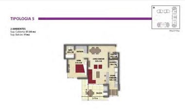 Departamento en alquiler 2 ambientes Pasionaria San Isidro. Martinez