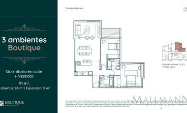 Venta Departamento 3 Amb en Boutique Pacheco