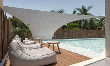 Pent-house de 1 habitación con rooftop privado en Mahahual, frente al mar | Alberca y bar