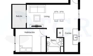 Departamento Dos ambientes de categoría a estrenar-