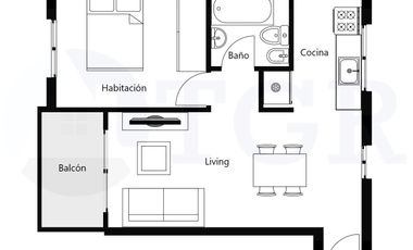 Departamento Dos ambientes de categoría a estrenar-