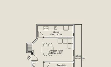 Departamento en Venta de 1 Dormitorio con Terraza - Nueva Córdoba