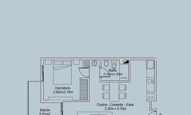 Departamento en Venta de 1 Dormitorio con Terraza - Nueva Córdoba