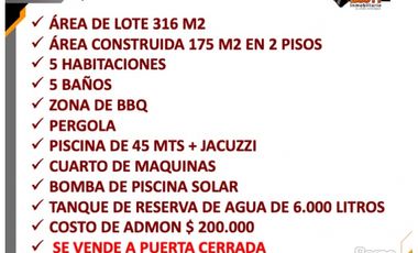 VENTA CASA MODERNA DE 175 M2 EN CONDOMINIO DE MELGAR