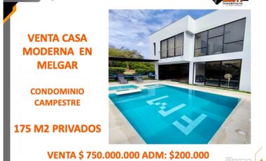 VENTA CASA MODERNA DE 175 M2 EN CONDOMINIO DE MELGAR