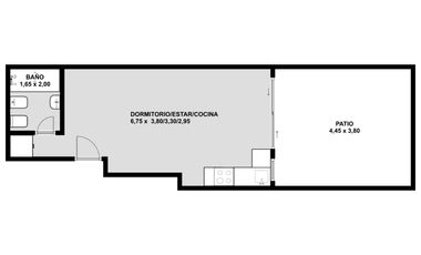 Departamento mono ambiente con patio en Villa Luro