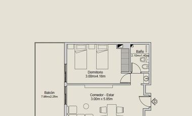 Departamento en Venta de 1 Dormitorio - Nueva Córdoba