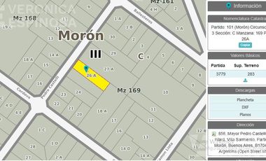 Terreno en venta,  Villa Sarmiento